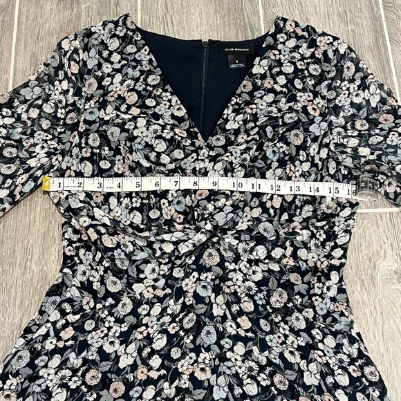 Club Monaco Mulberry Silk Twist Drape Mini Dress in Color Blue Dahlia. Size 8. - Picture 12 of 15